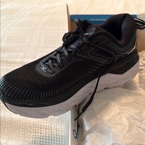 Black and White Hoka Bondi 7 Shoes